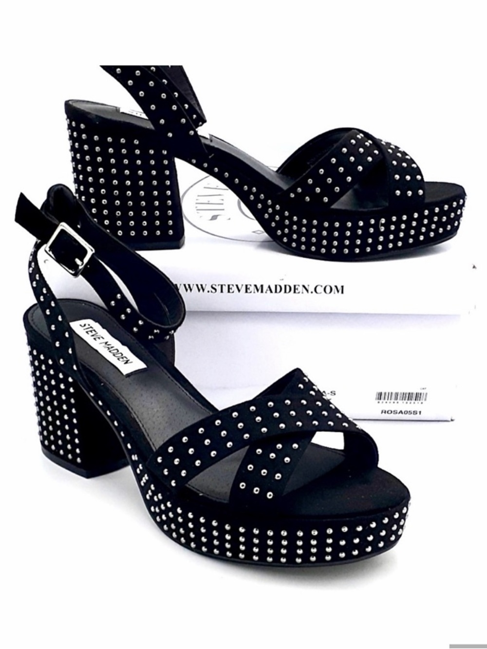 Steve Madden Rosa Silver Studded Platform Sandals